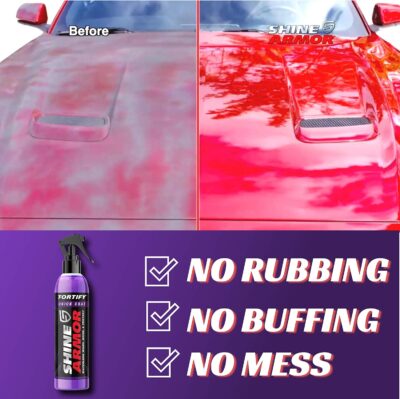 SHINE ARMOR Fortify Quick Coat High Performance Ceramic Coating, Car Wax Spray, Hydrophobic Top Coat Polish and Polymer Paint Sealant Protection for Vehicle Leather Seat, Tires, Bumpers, Rims Made in - Image 4