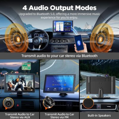 Volam 9" Wireless Carplay Screen for Car with 2.5K + 1080P Dash cam and Backup Camera Support Apple Carplay and Android Auto Car Play with Voice Assistant Bluetooth GPS Navigation AUX - Image 6