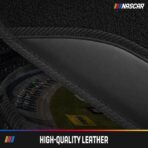 NASCAR Car Floor Mats, Carpet & Black Leather Design Car Mats, Universal-Fit All-Weather Car Floor Mats with Built-in Heel Pad & Anti-Slip Backing, Durable Odorless Automotive Interior Accessories - Image 5