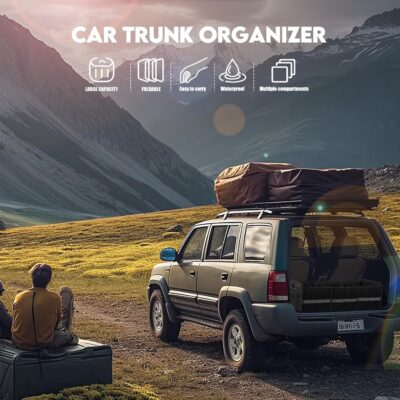 Trunk Organizer for Car， Collapsible Trunk Organizer with Multi Pockets, 3 Compartments Storage Organizer for Car SUV, Truck, Sedan - Image 2