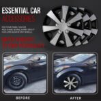 Hubcaps 4-Pack Kit, 14 inch Hub Caps Set of 4 Wheel Covers with Universal Snap-On Retention Rings, 2-Tone ABS Plastic Black and Silver Car Rims for All Models (SG-5051-DP-14) - Image 6