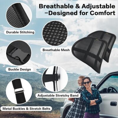 Lumbar Support Back Support for Office Chair 2 Pack Lumbar Support Pillow for Car Chair Back Support with Double Layer Breathable Mesh & Adjustable Straps - Image 3