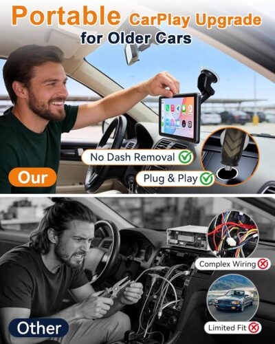 Portable Wireless CarPlay Screen - 7-inch Plug & Play No Dashboard Removal Upgrade for Older Cars - Compatible for Apple CarPlay & Android Auto with Backup Camera - Image 4