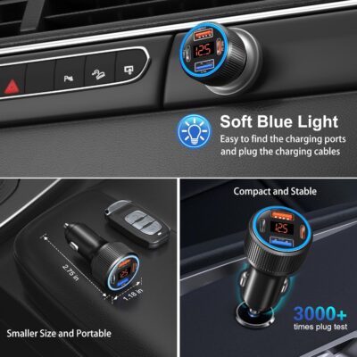 USB C Car Charger 3 Pack, Costyle 65W 4 Port Car Power Adapter with Voltmeter PD 30W/QC 3.0 Fast Charging Cigarette Lighter USB Charger Plug for iPhone 16/15/14/13/12/11 Pro Max/Pad,Android(Black) - Image 4