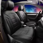 FH Group Front Set Faux Leather Car Seat Cushions - Seat Covers for Low Back Seat, Universal Fit, Airbag Compatible Seat Cover for SUV, Sedan, Black - Image 2