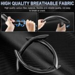 Amiss 3pcs Carbon Fiber Anti-Skid Steering Wheel Cover, Waterproof & Segmented Butterfly Design, Universal 99% Vehicle Wheel Cover Protector, Car Interior Accessories, Black - Image 2