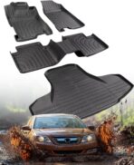 DiffCar® for Honda Accord Floor Mats 2008 2009 2010 2011 2012 (Gas Only), All-Weather TPE Car Accessories for 8th Accord Sedan (Not Fit Coupe), Interior Rubber Car Floor Mat & Trunk Liner, Black Rugs