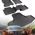 DiffCar® for Honda Accord Floor Mats 2008 2009 2010 2011 2012 (Gas Only), All-Weather TPE Car Accessories for 8th Accord Sedan (Not Fit Coupe), Interior Rubber Car Floor Mat & Trunk Liner, Black Rugs