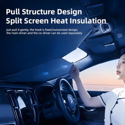 Automatic Retractable Windshield Sunshade – Strong Suction Cups, Premium Heat-Reflective Fabric, Adjustable 29.1–59.1 in, Fits Sedans, SUVs & MPVs, Tesla Model 3/Y - Image 8