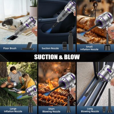 Car Vacuum Cleaner High Power - 22000PA Portable Car Vacuums 4 in 1 Compressed Air Duster & Blower Hand Held Vacuum Cordless with Brushless Motor for Cars Home Office Camping Ideal Gifts for Men women - Image 2