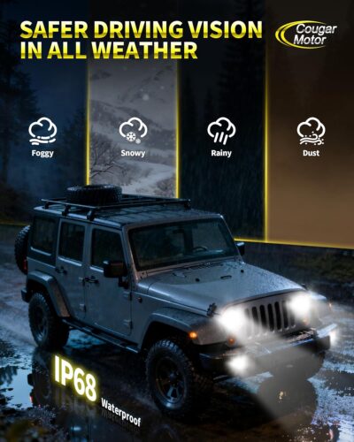 Cougar Motor Fog Bulbs 9007, 9007 Bulb with Dual Cooling Fan, 10X Brightness Real 1:1 Size, Long Lasting White Auxiliary Fog Light for off-road ATV UTV, Pack of 2 - Image 8