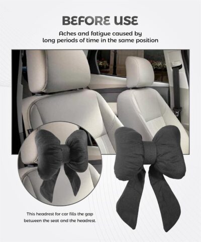 Cute Bow Car Headrest Pillow,Car Accessories Universal Automotive Neck Pillow for Driving,Comfortable and Breathable,Cute Neck Pillows,Suitable for Most Cars,Trucks,SUVs,RVs,Etc (Black) - Image 5