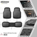 CAR PASS Heavy Duty Rubber Car Mats, Deep Dish All-Weather Floor Mat for Car Full Set Durable Anti-Slip 3D Rhombus Waterproof Trim to Fit Liner Universal Fit Automotive,Sedan,SUV,Truck, 3 Piece Black - Image 4