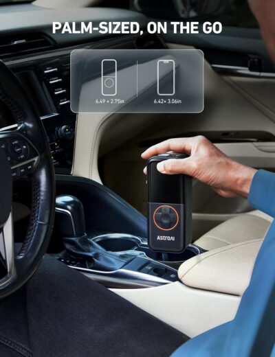 AstroAI L4 Tire Inflator Portable Air Compressor, 150PSI Portable Air Pump for Car Tires with Pressure Gauge LED Light, Electric Air Pump Quick Inflation for Cars, Motorcycles, Bikes, Tires, Balls - Image 2