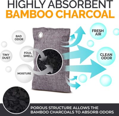Activated Charcoal Odor Absorber for Strong Odors in Car, Closet, Shoe, Basement. 10 Activated Charcoal Bags Odor Absorbers for Home. Bamboo Charcoals Air Purifying Bag Charcoals Deodorizer Eliminator - Image 7