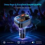 Bluetooth 5.4 Car Adapter, Wireless FM Transmitter with Deep Bass Player, 48W Fast Charging Bluetooth Adapter for Car, Hands-Free Calling & Audio Receiver, MP3 Music Player, Support USB Drive - Image 6