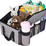 Smof Car Organizer- Car Seat Organizer for Front Seat Back Seat Between Seats, Foldable Car Storage Organizer for Kids Adults with Multi-Pockets-Car Organizers Backseat with Detachable Divider-Gray