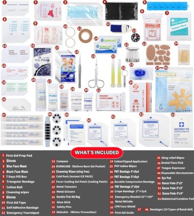 400 Piece Large First Aid Kit Premium Emergency Kits for Home, Office, Car, Outdoor, Hiking, Travel, Camping, Survival Medical First Aid Bag, Red - Image 3