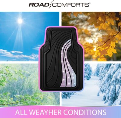 Road Comforts Car Floor Mats Full Set – Front & Rear Car Floor Mats with Aluminum Design, Anti-Slip Backing, All-Weather Protection, Trim-to-Fit Car Mats for Most Sedans, SUVs & Vans - Glitter - Image 7