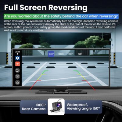 Largest 11.5 inch Wireless CarPlay Screen for Car,Built-in N-etflix/YouTube/TikTok and other apps,A-pple CarPlay & Android Auto screen with1080P Backup Camera/Navigation/Voice Control,for All Vehicles - Image 5