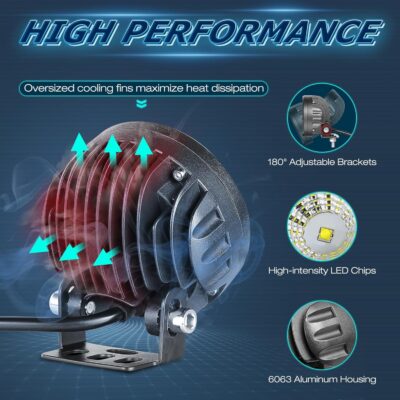 Round LED Pods Yellow, Niwaker 2PCS 54W 3 Inch Fog Lights Off Road Lighting Amber Driving Light Flood LED Light Pods Round Work Lights for Truck Pickup ATV UTV Motorcycle Tractor Boat - Image 5