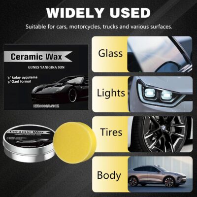 Titanium Ceramic Wax Cream for Cars,Advanced Car Coating & Polishing Wax,Strong Protection & Long-Lasting Shine,Waterless Ceramic Spray Wax,Safe for All Paint,Includes Microfiber Sponge (1 PCS) - Image 6