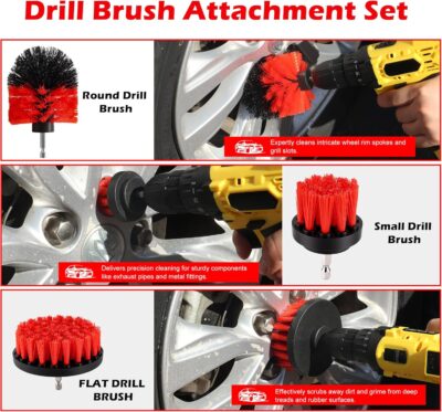 25Pcs Car Detailing Kit, Car Cleaning Kit with Drill Brushes and Interior Tools, Wheel Hub Cleaner, Polishing Pads, Auto Wax Applicator Accessories (25PCS) - Image 4