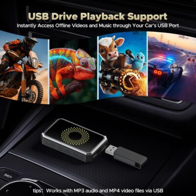 TOGUARDGO 3-in-1 Wireless Carplay Adapter Magic AI Box with Net-Flix YouTube TikTok Upgrade Wired Car Play to Wireless Support USB Drive for iPhone 10+ and Android 13+ - Image 6