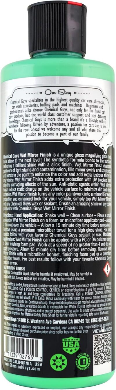 Chemical Guys Wet Mirror Finish High Gloss Glaze - Reflective Shine Enhancer & Car Paint Glaze for Trucks, SUVs, Motorcycles, and RVs - Safe for Clear Coat, Chrome, and Paintwork, 16 oz - Image 2