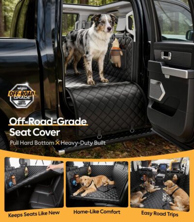 Wigoo Dog Car Seat Cover for Back Seat, 450lbs Hardbottom Dog Hammock, Waterproof & Anti-Scratch Backseat Protector for 1-4 Large/Medium Dogs, Seat Extender for SUV Medium Truck, Size-L, Black - Image 2