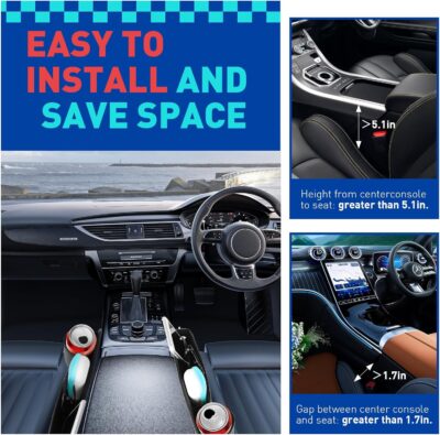 Car Seat Gap Filler Organizer, Universal PU Leather Car Seat Organizer with Cup Holder, Seat Gap Filler Storage Bag for Glasses, Phones, Keys, Cards and Small Items - Image 6