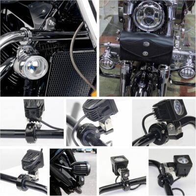 360°Adjustable Universal Motorcycle, ATV, 1-1/4", 1", 7/8", Fog Light Bracket Spotlight Lamp Mounting, CNC Aluminum Clamp Holder, Crash Bar Engine Guard Handlebar, Set of 2 - Image 2