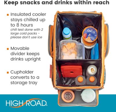 High Road CarHop Car Seat Organizer - Front Seat Organizer for Driver and Back Seat Organizer for Kids with Cup Holders, Study Tray Lid, Side Pockets and Cooler or File Compartment (Gray) - Image 4