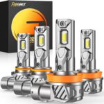 FORENNER H11 9005 Light Bulbs Combo, 800% Ultra Brightness 6500K Cool White, H11/H9/H8 9005/HB3 Fog light Bulbs Kits, 1:1 Mini Size, Play-N-Plug , lP68, Pack of 4