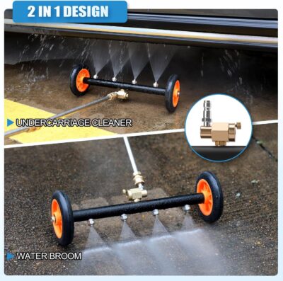Undercarriage Pressure Washer Cleaner, 16 INCH 2-in-1 Pressure Washer Broom with Extension Wand, Wash Mitt, 9 Nozzles, 4000 PSI Under Car Pressure Washer Attachment for Cars, Trucks - Image 3