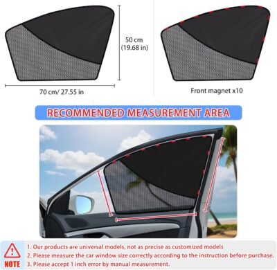 ZATOOTO Car Window Shades Front Window Sun Shade Half Blackout & Half See-Through Car Window Cover for Driver Side Privacy and Visible in One Magnetic Universal for Most Cars for Camp, Travel, Nap - Image 5