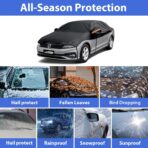 Half Car Cover Top, Hail Protector Car Cover with Cotton Liner, Sunroof & Windshield Cover for Ice and Snow, All Weather Vehicle Body Cover for Sun, Rain, Dust - Image 3