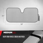 Motor Trend Front Windshield Sun Shade - Accordion Folding Auto Sunshade for Car Truck SUV - Blocks UV Rays Sun Visor Protector - Keeps Your Vehicle Cool - 58 x 24 Inch (Gray) - Image 3