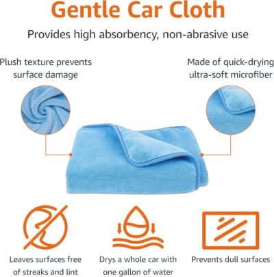 Amazon Basics Super Absorbent Microfiber Car Drying Towel, Scratch-Free, Streak-Free, Lint-Free, 36"L x 25"W, Blue - Image 2