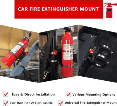 Quick Release Fire Extinguisher Mount - Aluminum Adjustable UTV Roll Bar Fire Extinguisher Holder Mounting Bracket Compatible with Jeep Wrangler TJ JK JL JKU Polaris RZR Ranger Can-Am X3 Universal - Image 4
