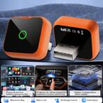 2-in-1 Wireless CarPlay Android Auto Adapter, Plug & Play Wired to Wireless Converter for iPhone Android, Fast Auto Connect,Stable,OTA Update, Ultra Compact (Orange) - Image 5