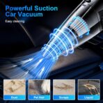 Handheld Car Vacuum Cleaner with 8000PA Powerful Suction, Portable Car Vacuum Cleaner with 2 Filters, Mini Brush, Lightweight, 0.34L Capacity, Essential Accessories - Image 3