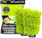 Chemical Guys Chenille Premium Scratch-Free Microfiber Wash Mitt for Car Washing - 2 Pack, Lime Green, Ultra-Soft Car Wash Gloves, Swirl-Free Finish, Safe for Trucks, SUVs, Motorcycles, and More