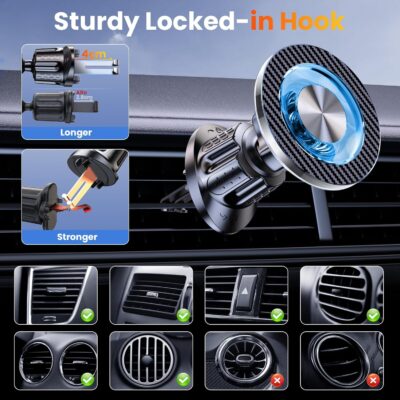 for MagSafe Car Mount Magnetic Phone Holder for Car [2026 Upgraded 22X Magnets & Double-Hooks] Phone Holders for Your Car Stand for Dashboard Vent GPS for iPhone 17/16/15/14/13 Android etc - Image 5