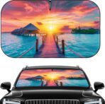 Car Windshield Sun Shade - Foldable Car Sun Shade Windshield for Front Window, Reflector Sunshade Offers Ultimate Protection for Cars Interior (55.2 x 31.5 in)
