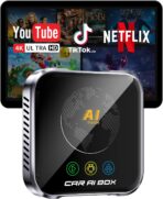Magic AI Box Wireless CarPlay Adapter, Fast Car Video Box Plug & Play, Easy Setup, Supports Netflix/YouTube/TF Card Streaming Equalizers and More for OEM Wired CarPlay/Android Auto Cars (Gray)