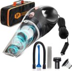 THISWORX Car Vacuum Cleaner - Portable, High Power, Handheld Vacuums w/ 3 Attachments, 16 Ft Cord & Bag - 12v, Auto Accessories Kit for Interior Detailing - Black