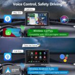 Carplay Screen for Car with Apple CarPlay/Android Auto, 7" Wireless Car Stereo, Portable Touchscreen Car Radio with Bluetooth, Backup Camera, GPS Navigation, Mirror Link,Multimedia Player All Vehicles - Image 4