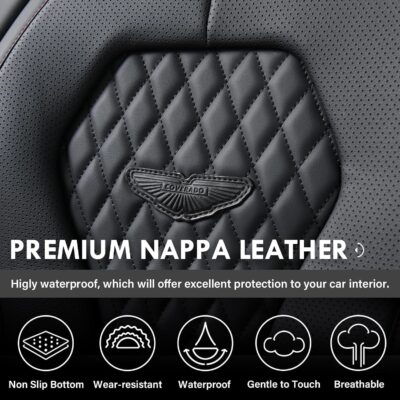 Coverado Seat Covers, Car Seat Covers Full Set, Black Car Seat Cover, Car Seat Covers Front Seats Back Seat Cover, Waterproof Car Seat Cushion, Leather Seat Covers Seat Protector Fit for Most Cars - Image 6