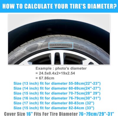 uxcell Universal 210D Polyester Spare Tire Cover for Jeep Trailer RV SUV Truck Wheel Fit Overall Wheel Diameter 16 Inch Black - Image 5